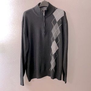 OSCAR DELA RENTA stylish quarter zip argyle sweater